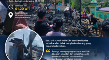 Rumah Warga Loleojaya Ludes Terbakar, Keluarga Din dan Sarni Kehilangan Tempat Tinggal